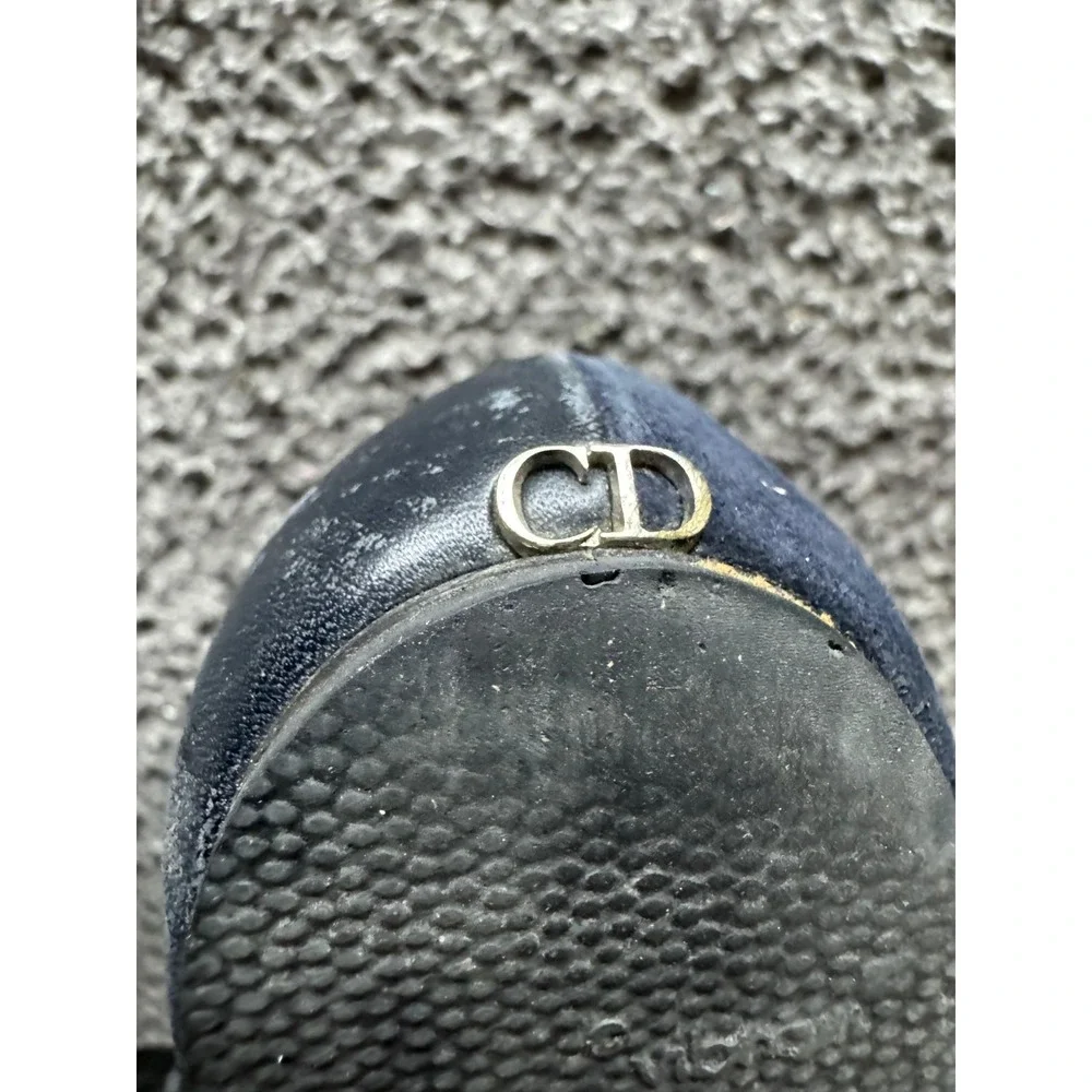 Christian Dior Suede Pointed Toe Slip On Ballet Flats Navy Blue Women Size 37 EU - Picture 10 of 10